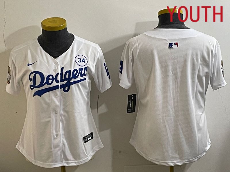 Youth Los Angeles Dodgers Blank White Game 2024 Nike MLB Jersey style 1121->youth mlb jersey->Youth Jersey
